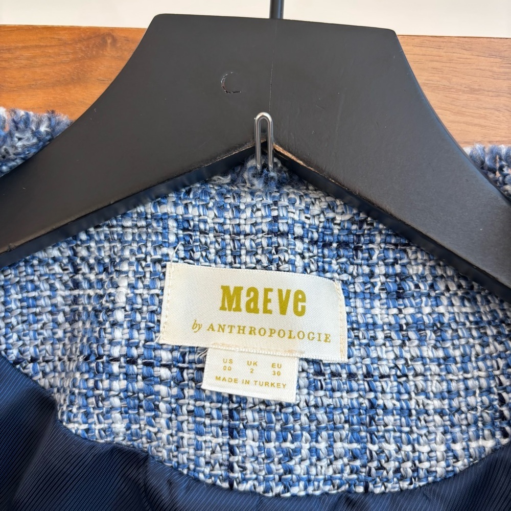 Maeve by Anthropologie Jacket Blazer Tweed Double Breasted, Size 00 - Picture 11 of 16